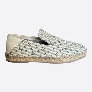 Louis Vuitton White & Beige Bidart Striped Monogram Espadrilles